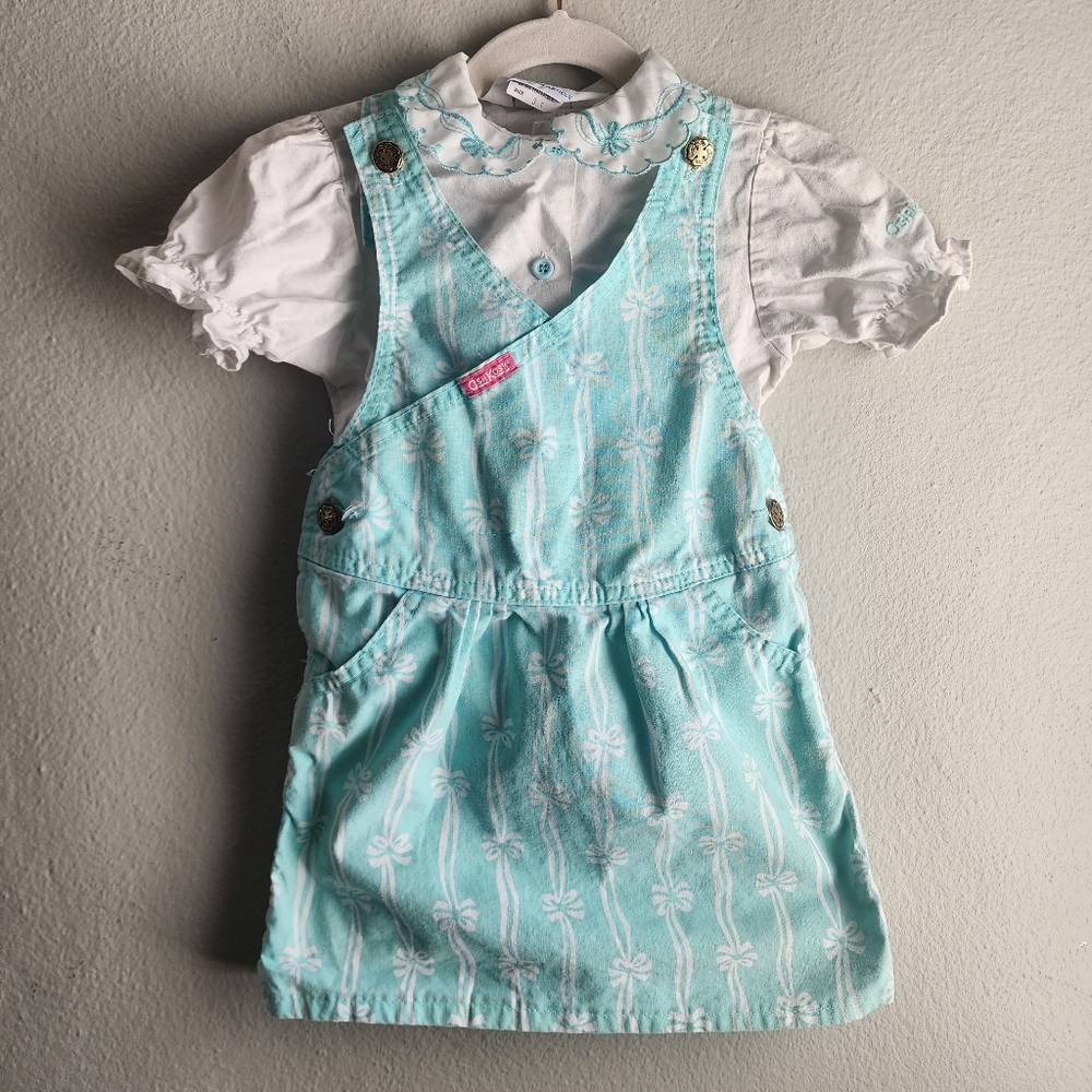 Vintage Oshkosh B'Gosh Set Skirtall Ribbon Bow Size 3T
